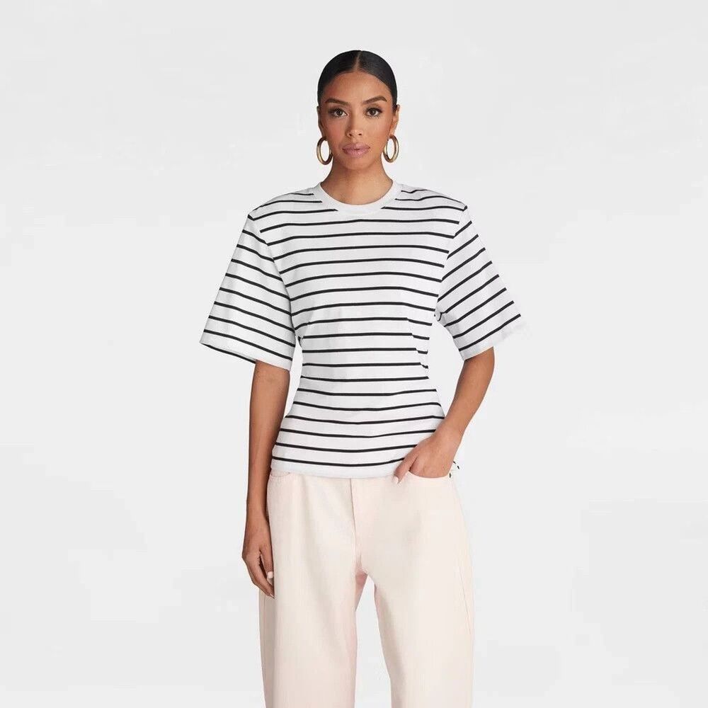 KBB by KAHLANA Women Short Sleeve 'The Nipped Waist T-Shirt' - Black S NWT